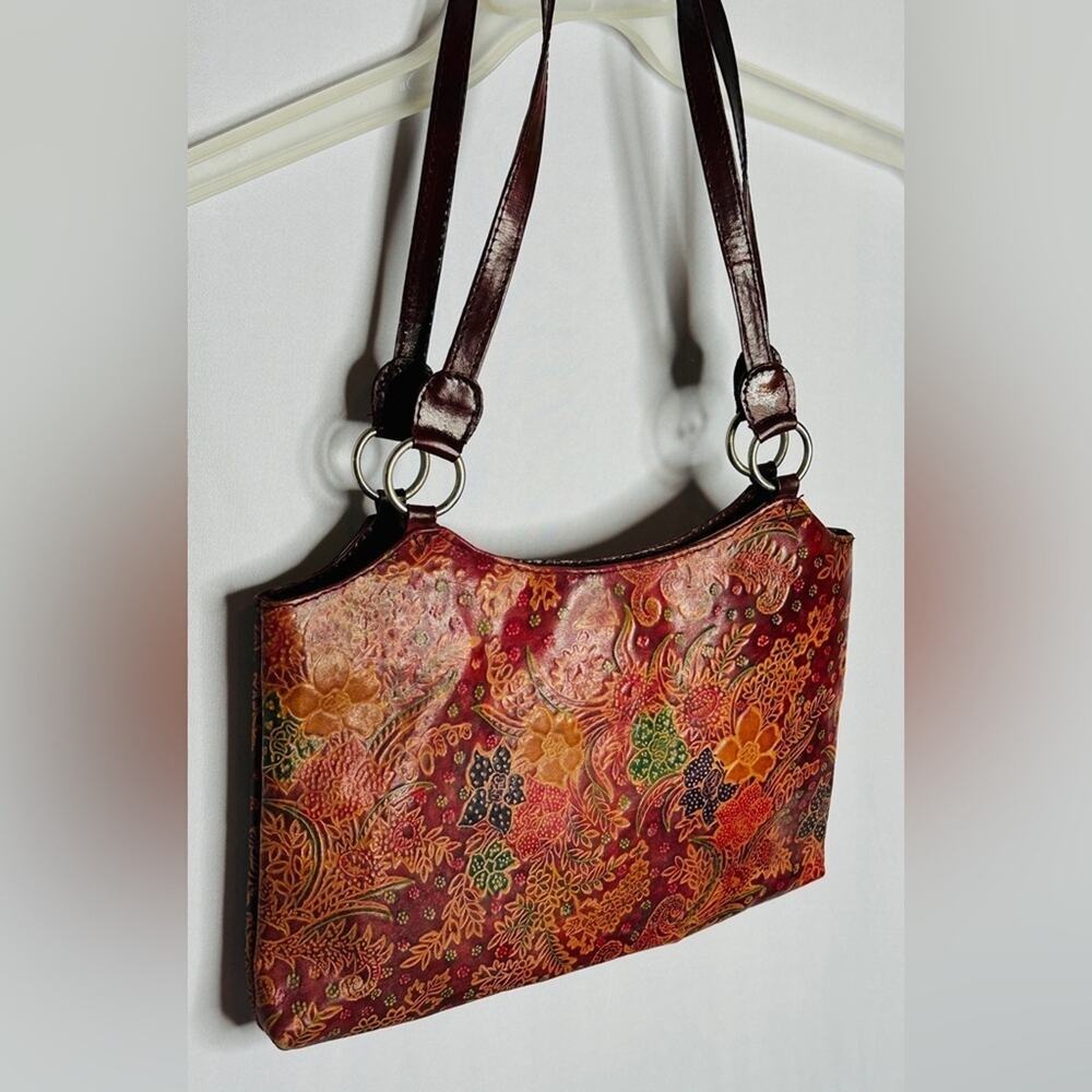 Express Floral Embossed-Style Shoulder Bag – Unique Boho Chic, 12.5" - Picture 5 of 5